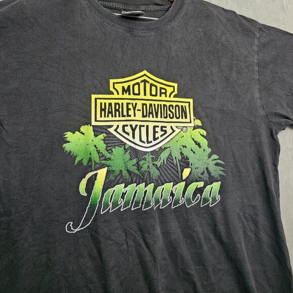 Harley Davidson Men's T Shirt Jamaica Short Sleeve Cotton Black Sz XL Y2K A5-10 - Picture 2 of 6